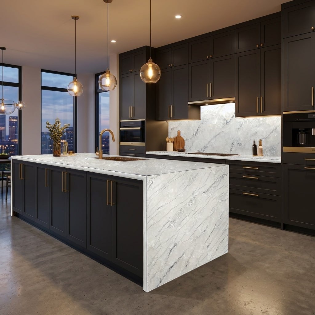 Кухня из камня Etna Quartz EQTM 010 Delicato White